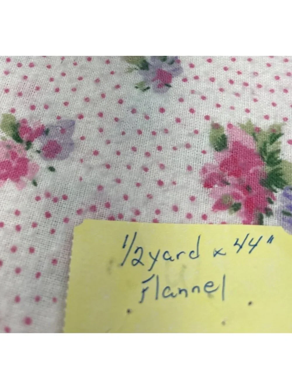 Floral Pink Purple Polka Dot Flannel Fabric 1/2 yard x 44
